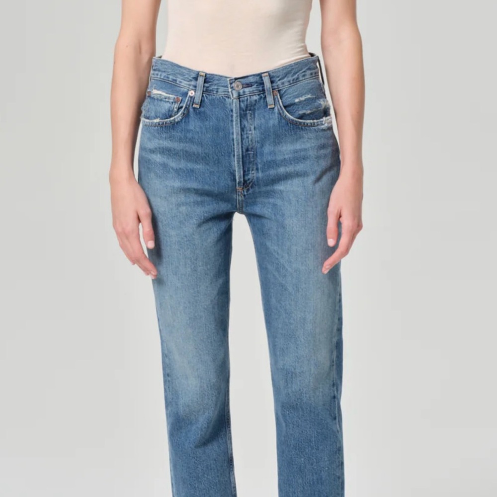 Agolde Riley Long High Rise Straight Jeans